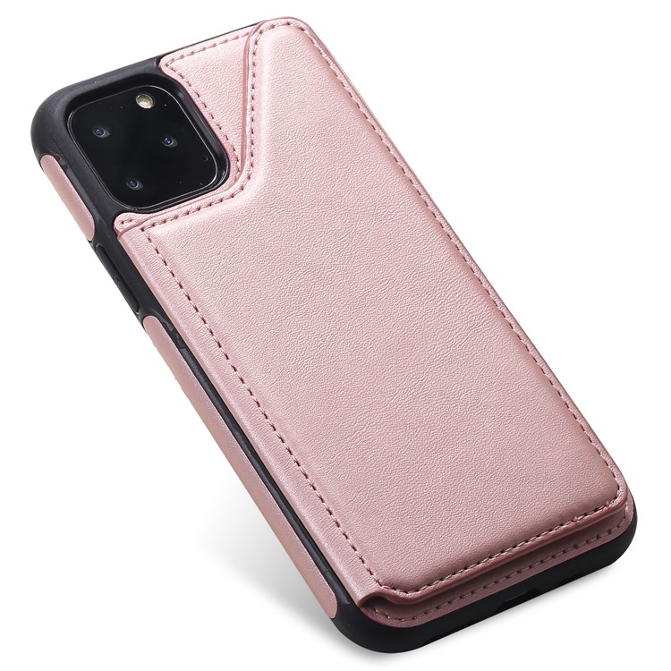 Card Slots PU Leather Coated TPU Cover Phone Case for iPhone 11 Pro 5.8-inch - Rose Gold-9