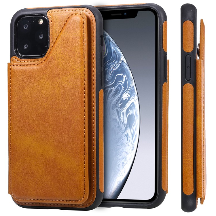 Card Slots PU Leather Coated TPU Cover Phone Case for iPhone 11 Pro 5.8-inch - Brown-2