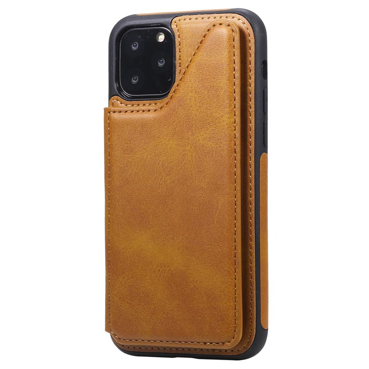 Card Slots PU Leather Coated TPU Cover Phone Case for iPhone 11 Pro 5.8-inch - Brown-4