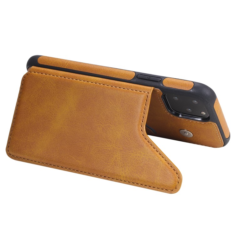 Card Slots PU Leather Coated TPU Cover Phone Case for iPhone 11 Pro 5.8-inch - Brown-7
