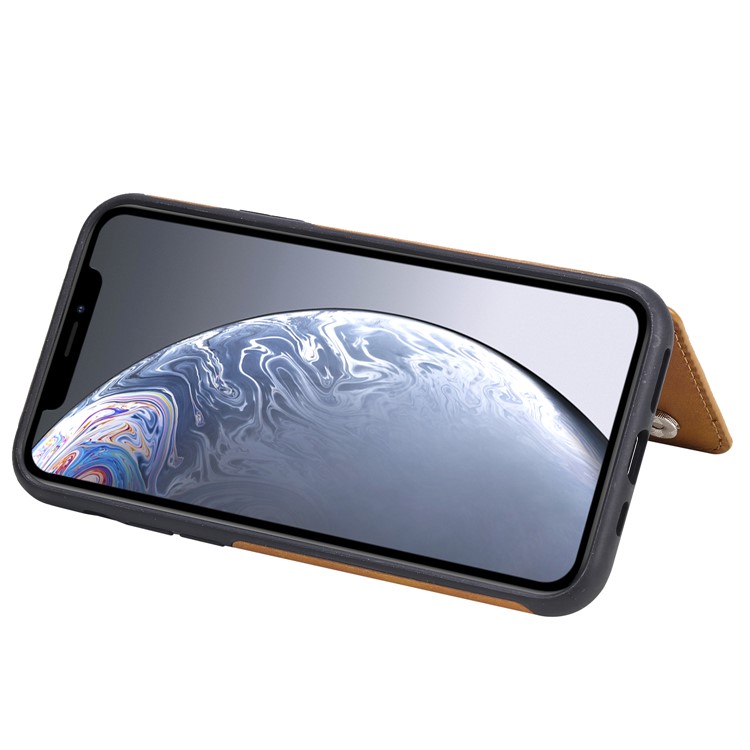 Card Slots PU Leather Coated TPU Cover Phone Case for iPhone 11 Pro 5.8-inch - Brown-8