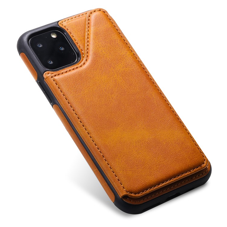 Card Slots PU Leather Coated TPU Cover Phone Case for iPhone 11 Pro 5.8-inch - Brown-9