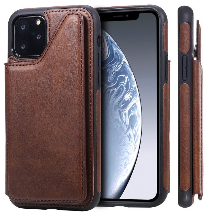 Card Slots PU Leather Coated TPU Cover Phone Case for iPhone 11 Pro 5.8-inch - Coffee-2