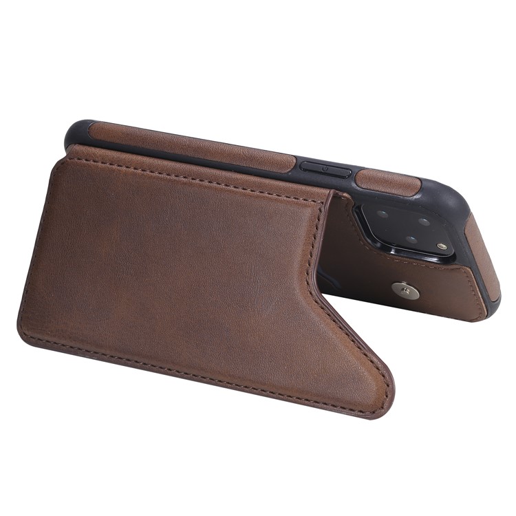 Card Slots PU Leather Coated TPU Cover Phone Case for iPhone 11 Pro 5.8-inch - Coffee-6
