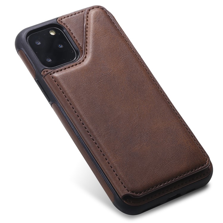 Card Slots PU Leather Coated TPU Cover Phone Case for iPhone 11 Pro 5.8-inch - Coffee-8
