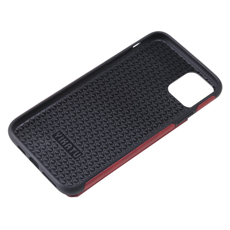 PU Leather Coated TPU Cover Phone Case with Card Slots for iPhone 11 Pro Max 6.5 inch - Red-13