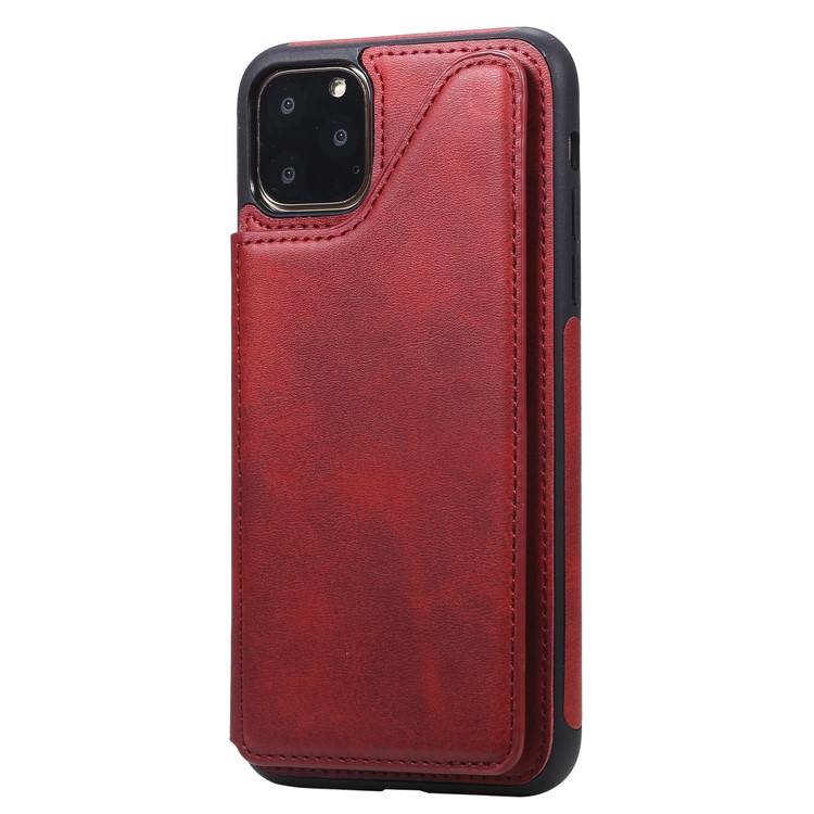 PU Leather Coated TPU Cover Phone Case with Card Slots for iPhone 11 Pro Max 6.5 inch - Red-14