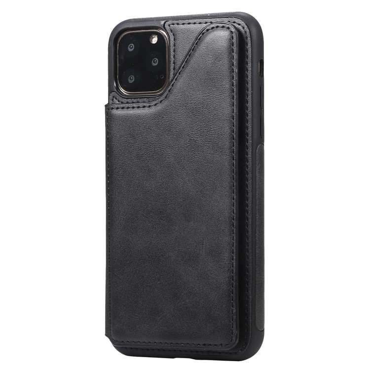 Case de Teléfono TPU Recubierto de Cuero Con Recubrimiento de Cuero KT de Cuero 4 Con Ranuras Para Tarjetas Para Iphone 11 Pro Max 6.5 Pulgadas - Negro