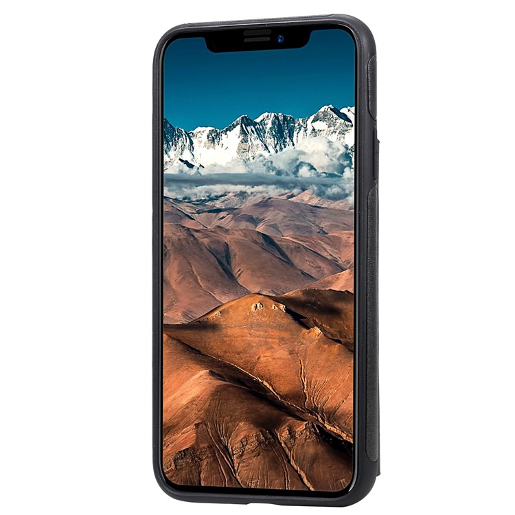 Case de Teléfono TPU Recubierto de Cuero Con Recubrimiento de Cuero KT de Cuero 4 Con Ranuras Para Tarjetas Para Iphone 11 Pro Max 6.5 Pulgadas - Negro