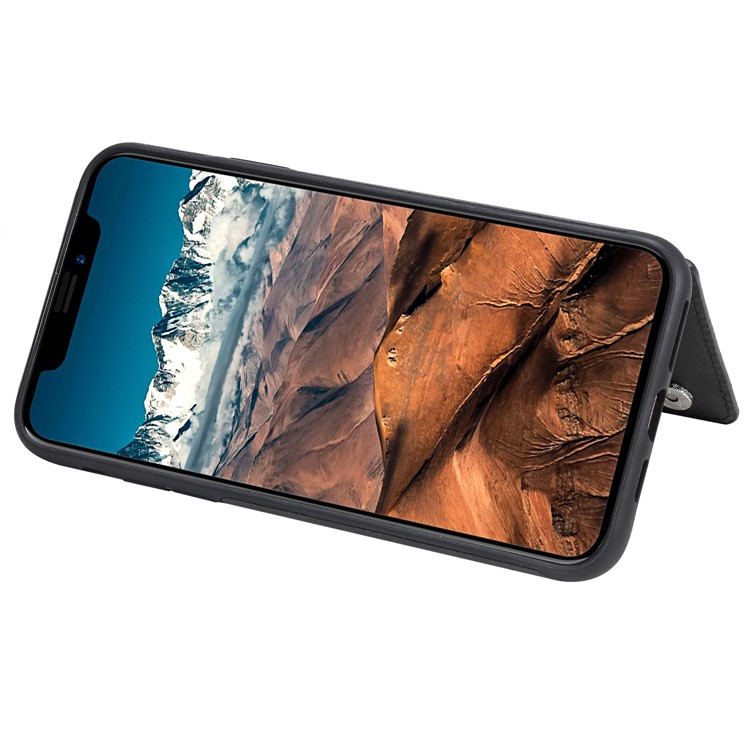 KT Lederbeschichtete Serie-4 PU Leder Beschichtetes Tpu-abdeckungshülle Mit Kartensteckplätzen Für Iphone 11 Pro Max 6,5 Zoll - Schwarz