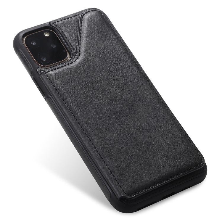 KT en Cuir Enduit Series-4 PU en Cuir en Cuir TPU Couverture TPU Téléphone Avec Des Emplacements de Carte Pour Iphone 11 Pro Max 6,5 Pouces - le Noir