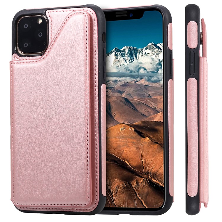 PU Leather Coated TPU Cover Phone Case with Card Slots for iPhone 11 Pro Max 6.5 inch - Rose Gold-2