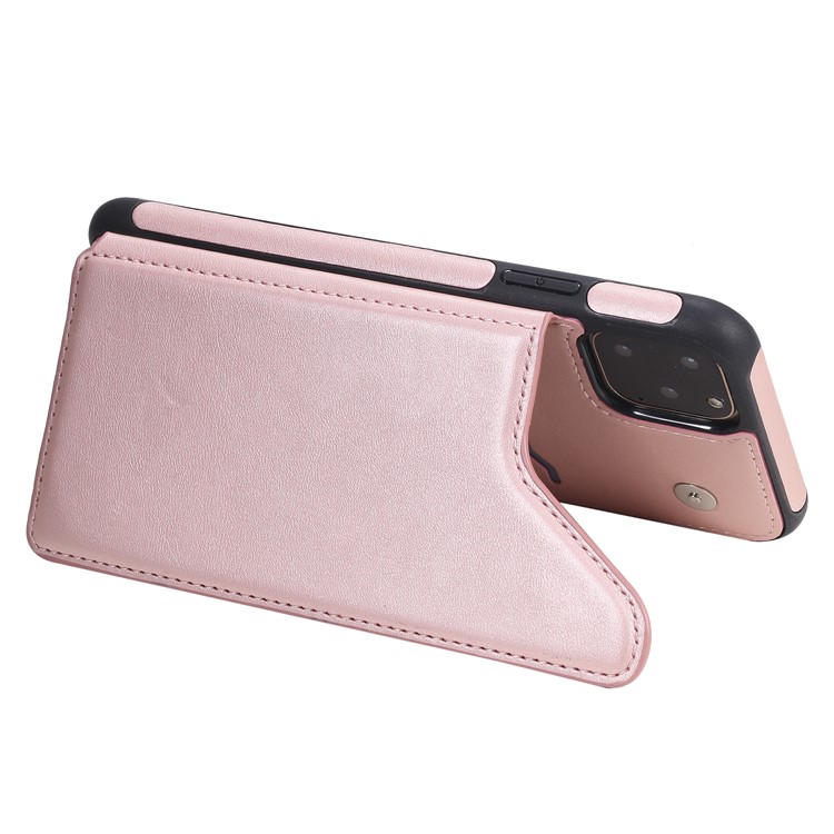 PU Leather Coated TPU Cover Phone Case with Card Slots for iPhone 11 Pro Max 6.5 inch - Rose Gold-7