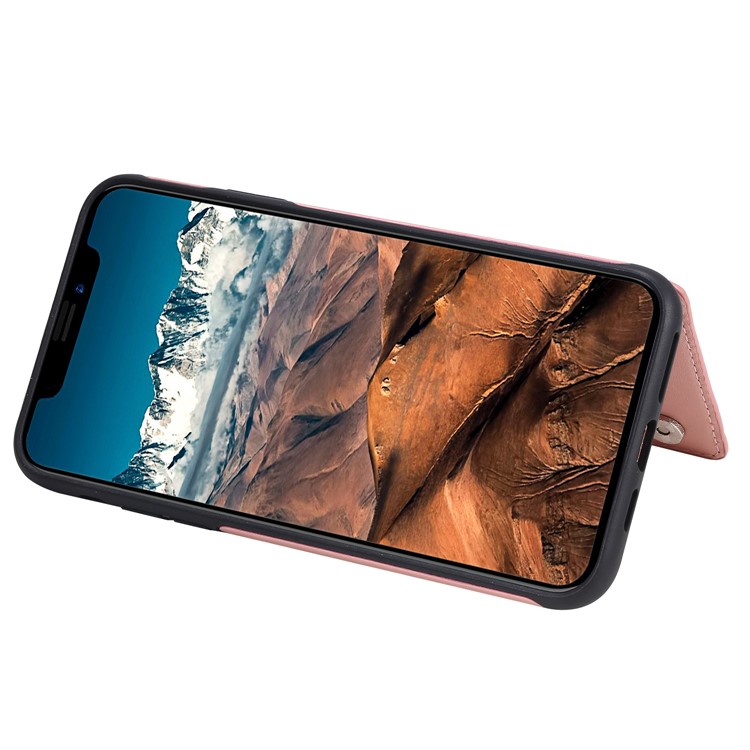 PU Leather Coated TPU Cover Phone Case with Card Slots for iPhone 11 Pro Max 6.5 inch - Rose Gold-8