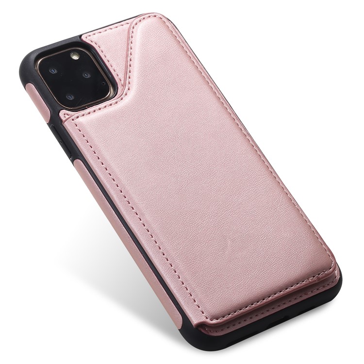 PU Leather Coated TPU Cover Phone Case with Card Slots for iPhone 11 Pro Max 6.5 inch - Rose Gold-9