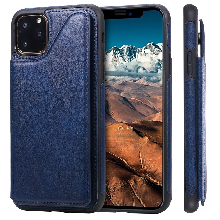 PU Leather Coated TPU Cover Phone Case with Card Slots for iPhone 11 Pro Max 6.5 inch - Dark Blue-2