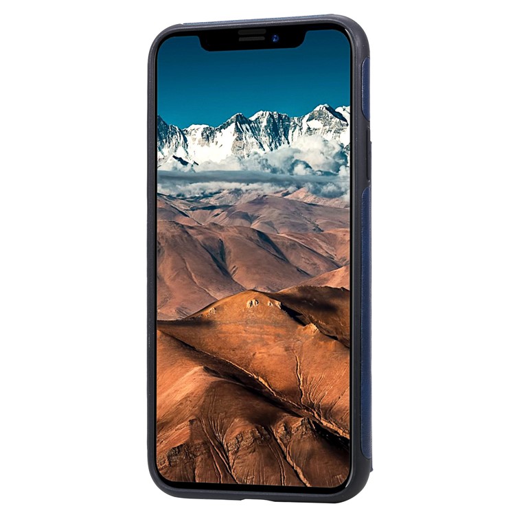 PU Leather Coated TPU Cover Phone Case with Card Slots for iPhone 11 Pro Max 6.5 inch - Dark Blue-4