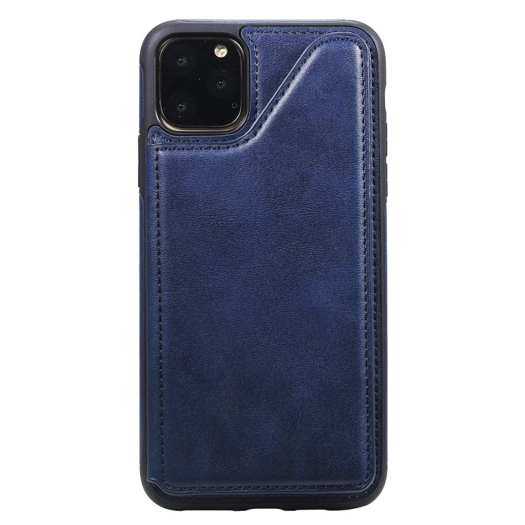 PU Leather Coated TPU Cover Phone Case with Card Slots for iPhone 11 Pro Max 6.5 inch - Dark Blue-5