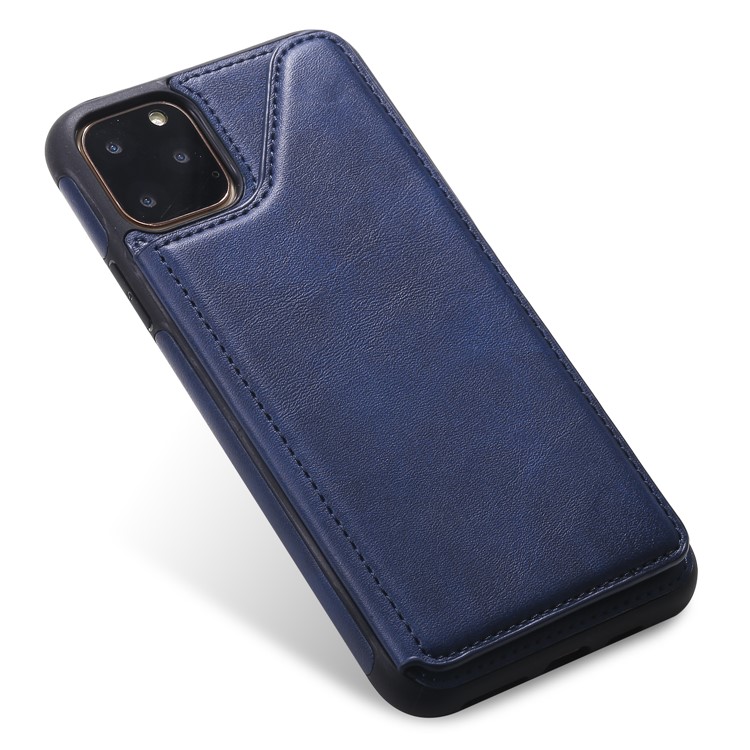 PU Leather Coated TPU Cover Phone Case with Card Slots for iPhone 11 Pro Max 6.5 inch - Dark Blue-9