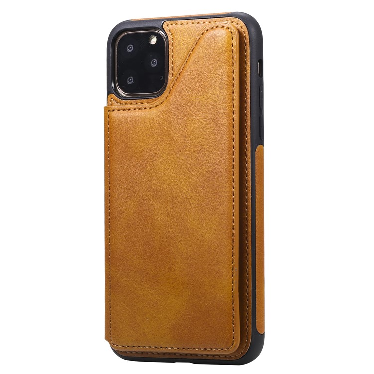 PU Leather Coated TPU Cover Phone Case with Card Slots for iPhone 11 Pro Max 6.5 inch - Brown-3