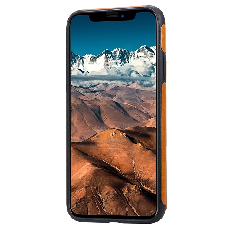 PU Leather Coated TPU Cover Phone Case with Card Slots for iPhone 11 Pro Max 6.5 inch - Brown-4