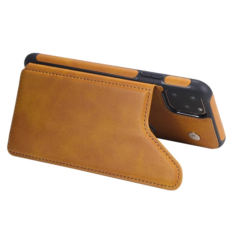 PU Leather Coated TPU Cover Phone Case with Card Slots for iPhone 11 Pro Max 6.5 inch - Brown-7
