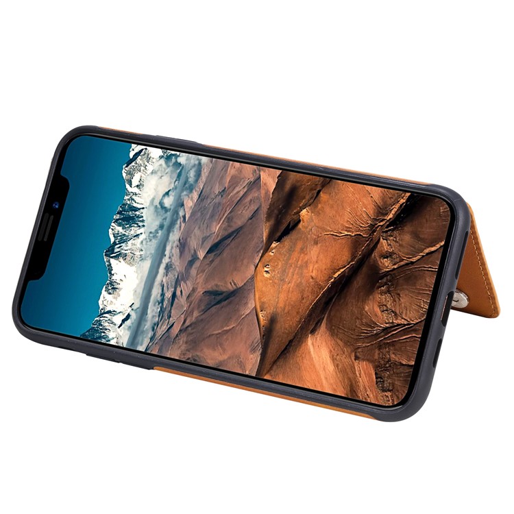 PU Leather Coated TPU Cover Phone Case with Card Slots for iPhone 11 Pro Max 6.5 inch - Brown-8