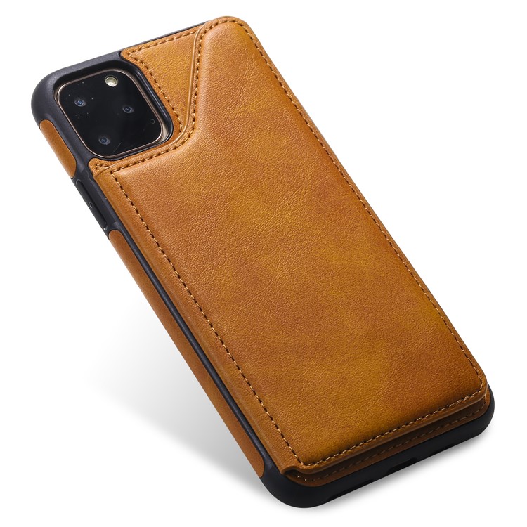 PU Leather Coated TPU Cover Phone Case with Card Slots for iPhone 11 Pro Max 6.5 inch - Brown-9