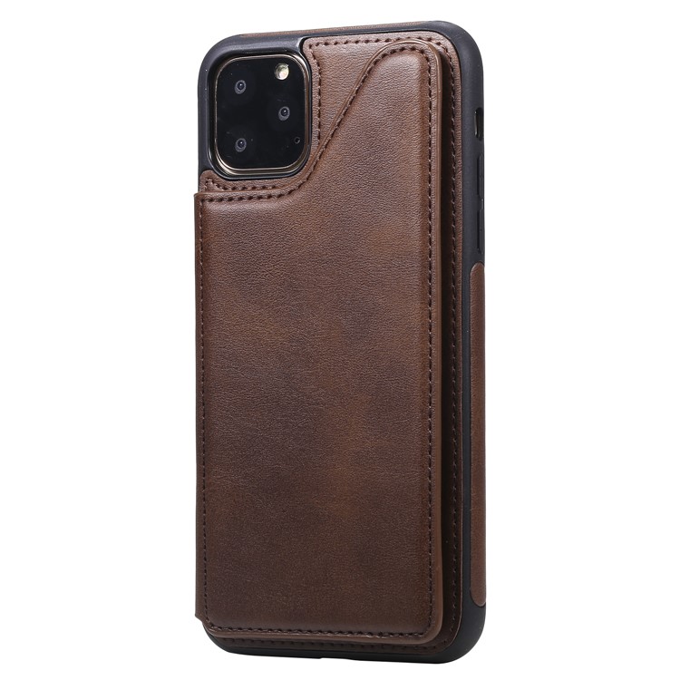 PU Leather Coated TPU Cover Phone Case with Card Slots for iPhone 11 Pro Max 6.5 inch - Coffee-3