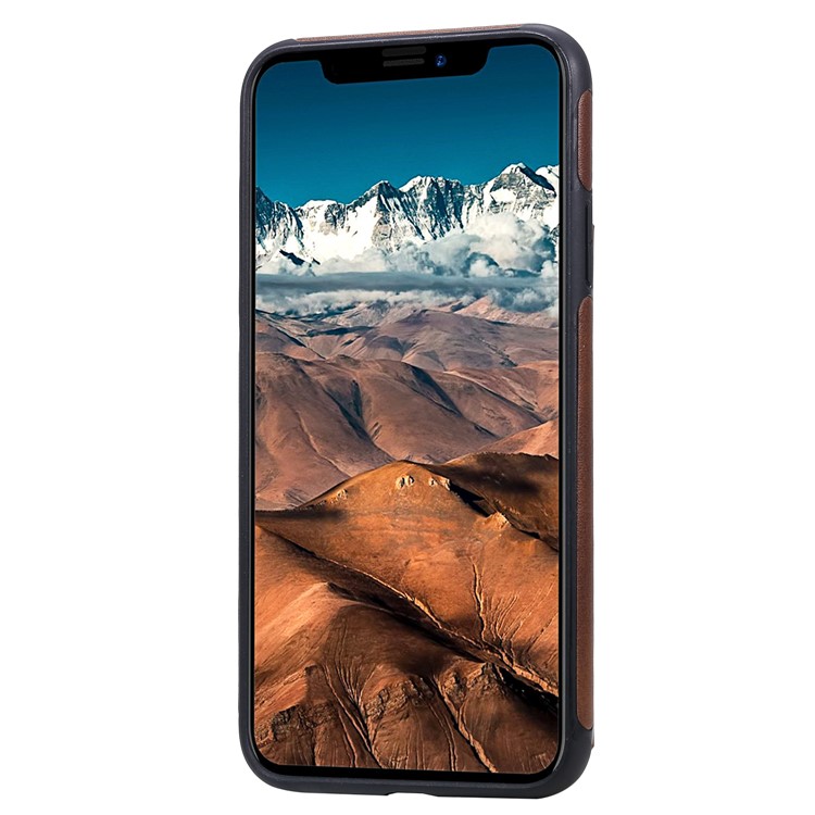PU Leather Coated TPU Cover Phone Case with Card Slots for iPhone 11 Pro Max 6.5 inch - Coffee-4