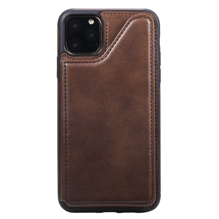 PU Leather Coated TPU Cover Phone Case with Card Slots for iPhone 11 Pro Max 6.5 inch - Coffee-5