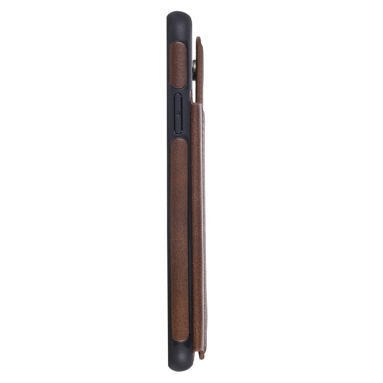 PU Leather Coated TPU Cover Phone Case with Card Slots for iPhone 11 Pro Max 6.5 inch - Coffee-6