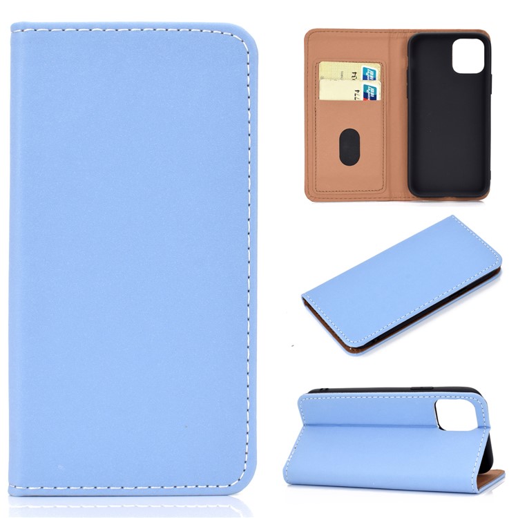 Auto-absorbed Leather Stand Card Slots Case for iPhone 11 Pro 5.8 inch - Baby Blue-1