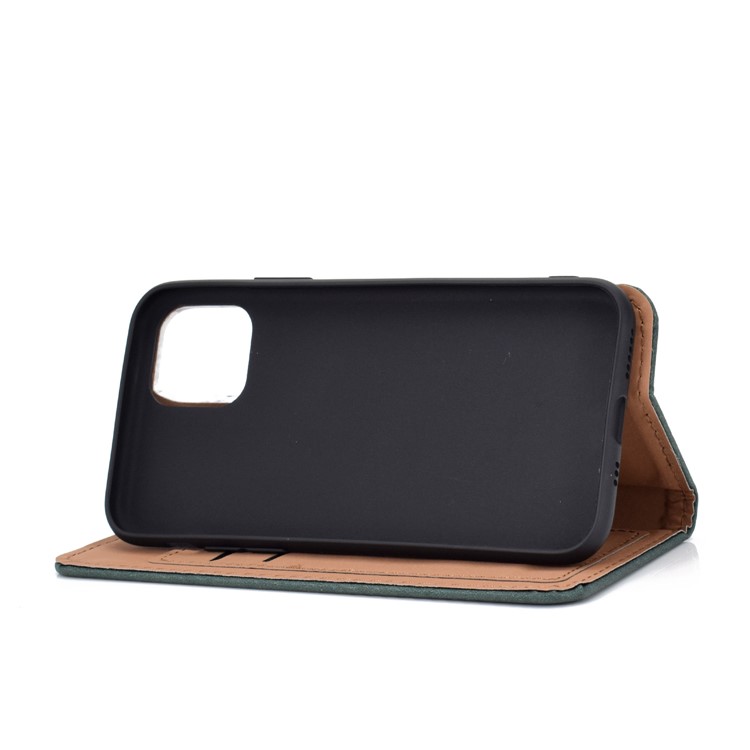 Auto-absorbed Card Slots Leather Stand Phone Case for iPhone 11 6.1 inch - Dark Green-5