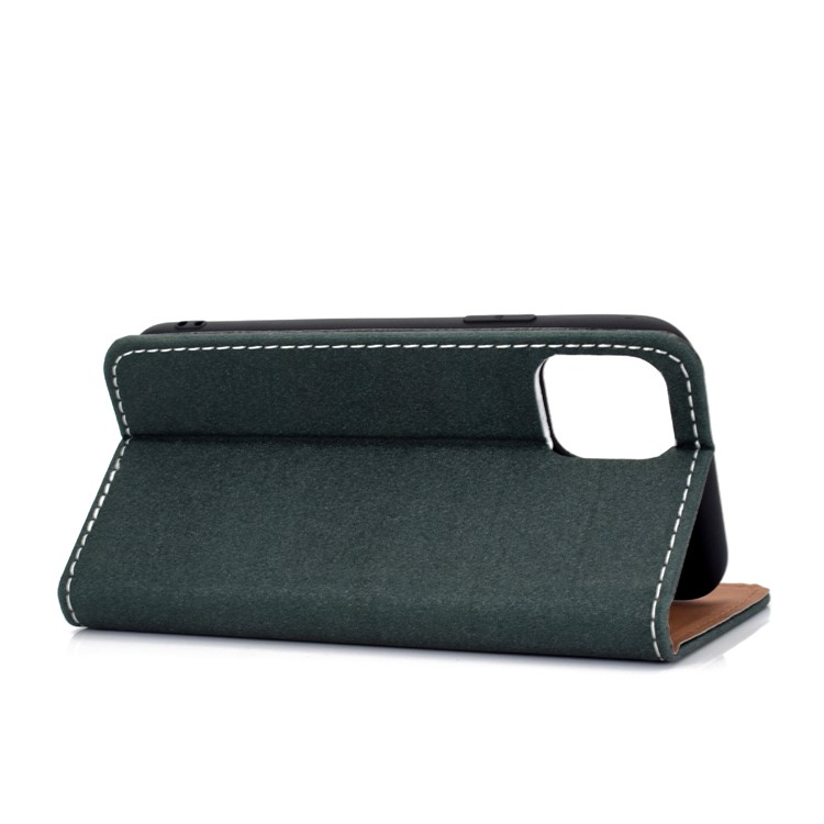 Auto-absorbed Card Slots Leather Stand Phone Case for iPhone 11 6.1 inch - Dark Green-6