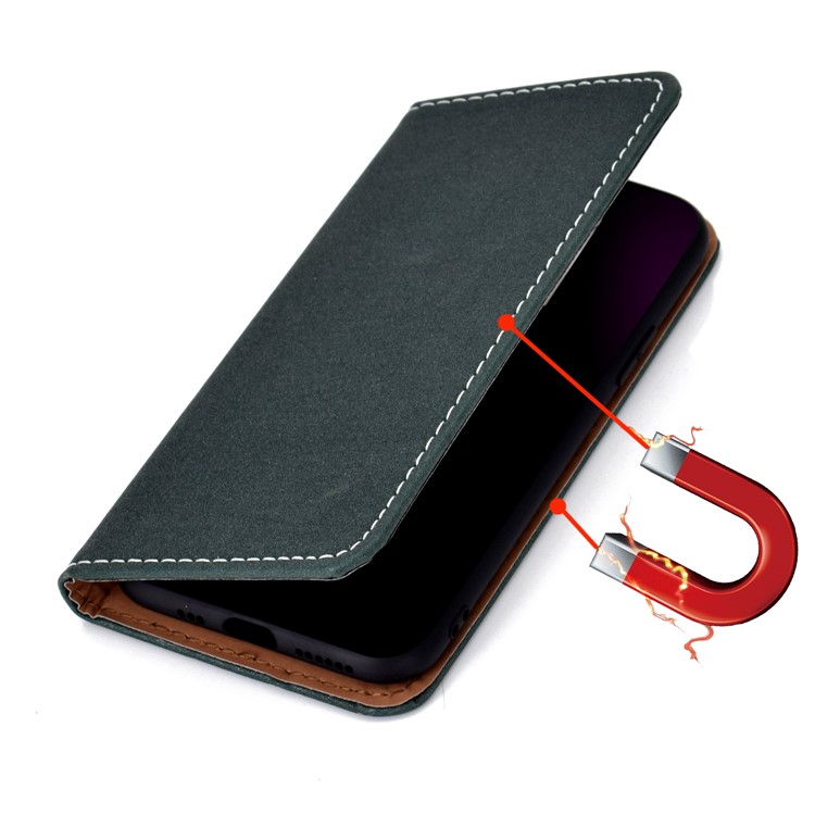 Auto-absorbed Card Slots Leather Stand Phone Case for iPhone 11 6.1 inch - Dark Green-7