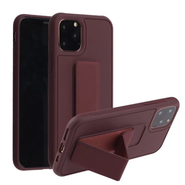 Pure Color Multi-function TPU+PC Cell Casing for iPhone 11 6.1 inch - Coffee-1