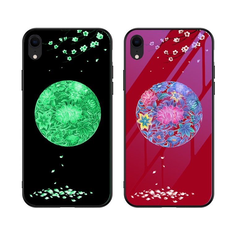 Luminous Tempered Glass Back Phone Case Cover for Apple iPhone XR 6.1 inch - Circle
