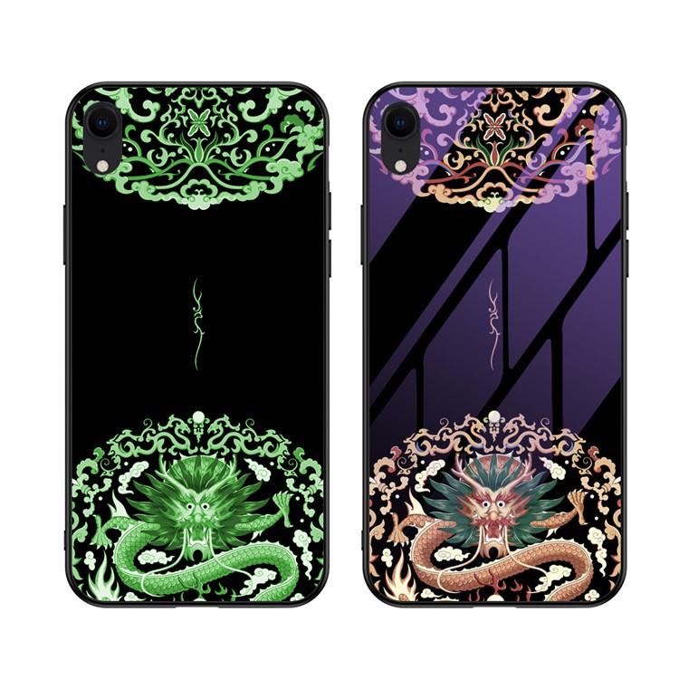 Luminous Tempered Glass Back Phone Case Cover for Apple iPhone XR 6.1 inch - Dragon