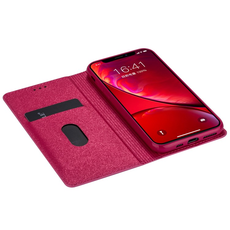 Flash Powder Leather Stand Case with Card Slot for iPhone 11 Pro 5.8 inch - Rose-8
