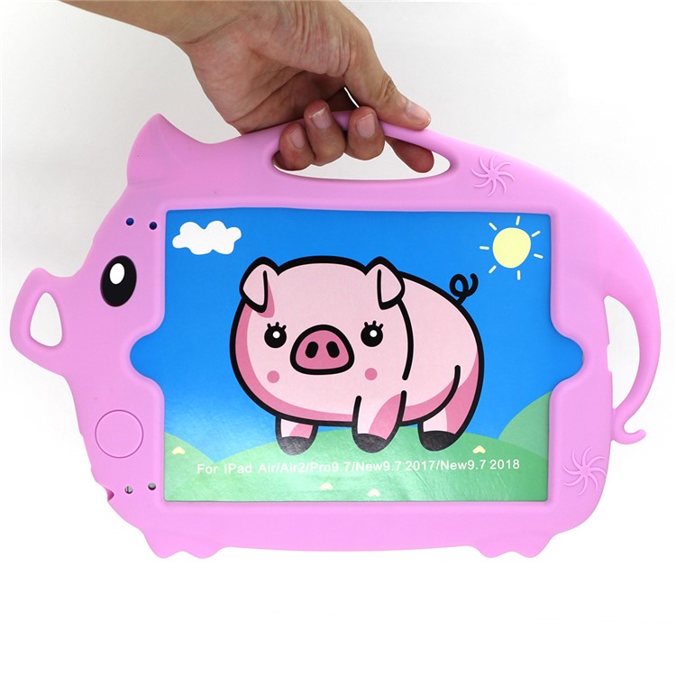 Kids Fun Cartoon Pig Silicone Tablet Casing for iPad 9.7-inch (2018) (2017)/Air (2013)/Air 2 - Pink-10