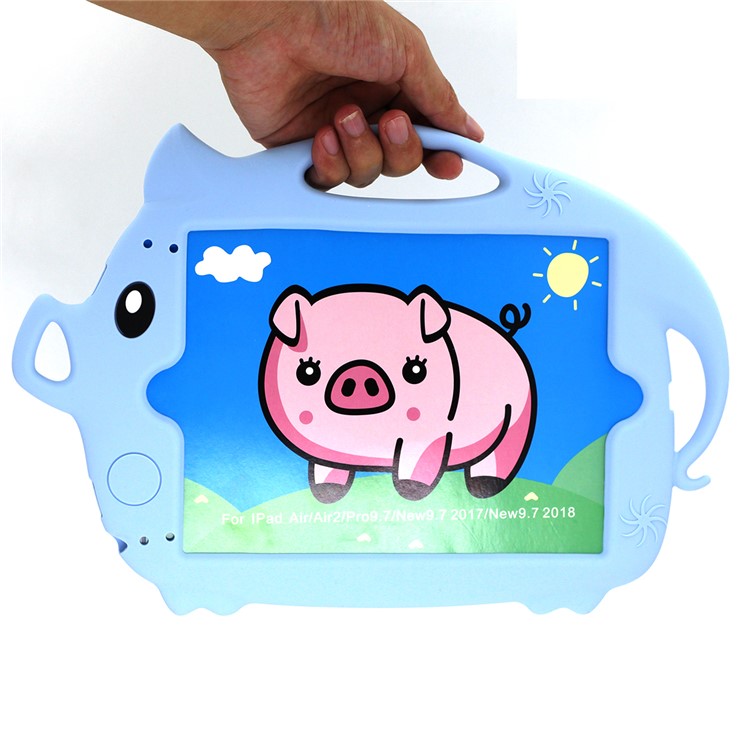 Kids Fun Cartoon Pig Silicone Tablet Casing for iPad 9.7-inch (2018) (2017)/Air (2013)/Air 2 - Baby Blue-9