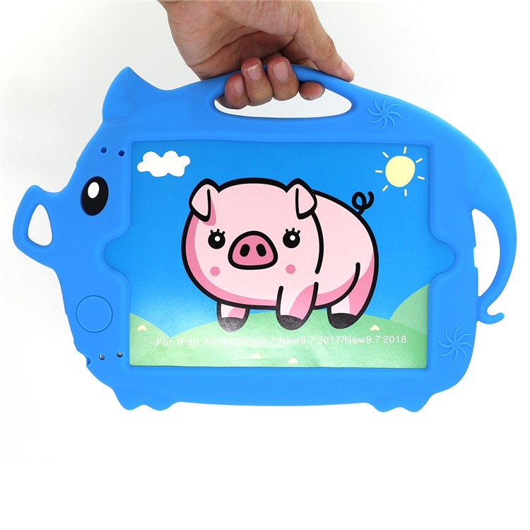 Kids Fun Cartoon Pig Silicone Tablet Casing for iPad 9.7-inch (2018) (2017)/Air (2013)/Air 2 - Dark Blue-9