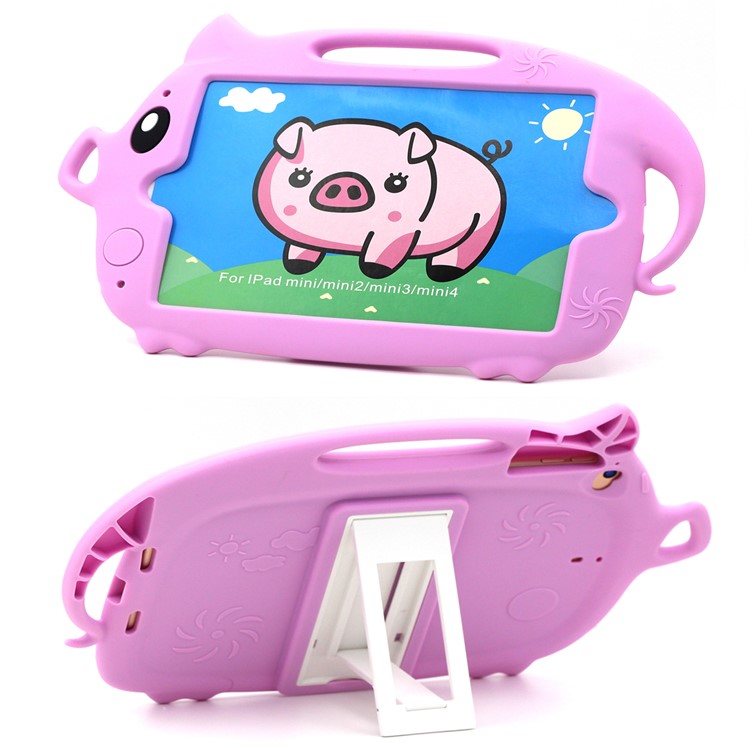 Kids Fun Cartoon Pig Silicone Tablet Shell for iPad mini (2019) 7.9 inch/mini 4 3 2 1 - Pink-1