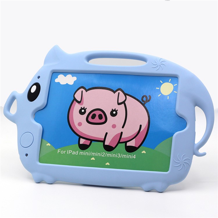 Kids Fun Cartoon Pig Silicone Tablet Shell for iPad mini (2019) 7.9 inch/mini 4 3 2 1 - Baby Blue-1