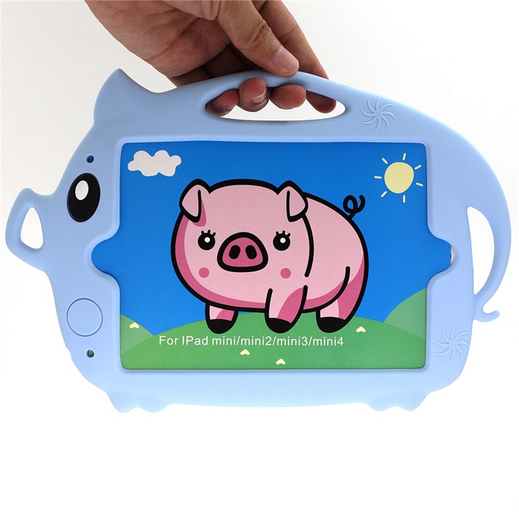 Kids Fun Cartoon Pig Silicone Tablet Shell for iPad mini (2019) 7.9 inch/mini 4 3 2 1 - Baby Blue-9
