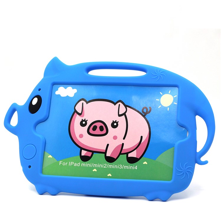 Kids Fun Cartoon Pig Silicone Tablet Shell for iPad mini (2019) 7.9 inch/mini 4 3 2 1 - Dark Blue-1