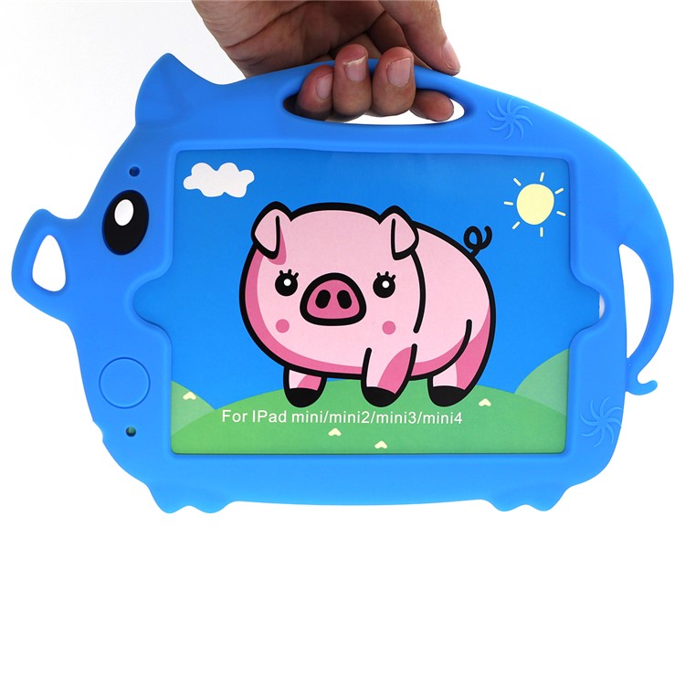 Kids Fun Cartoon Pig Silicone Tablet Shell for iPad mini (2019) 7.9 inch/mini 4 3 2 1 - Dark Blue-9