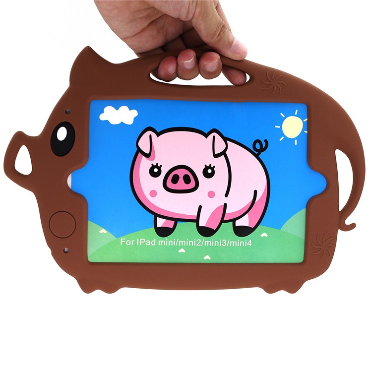Kids Fun Cartoon Pig Silicone Tablet Shell for iPad mini (2019) 7.9 inch/mini 4 3 2 1 - Brown-9