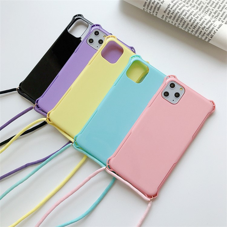 TPU+Plastic Shock-proof Phone Case Cover with Textile Hanging Rope for iPhone 11 Pro Max 6.5-inch - Pink-3